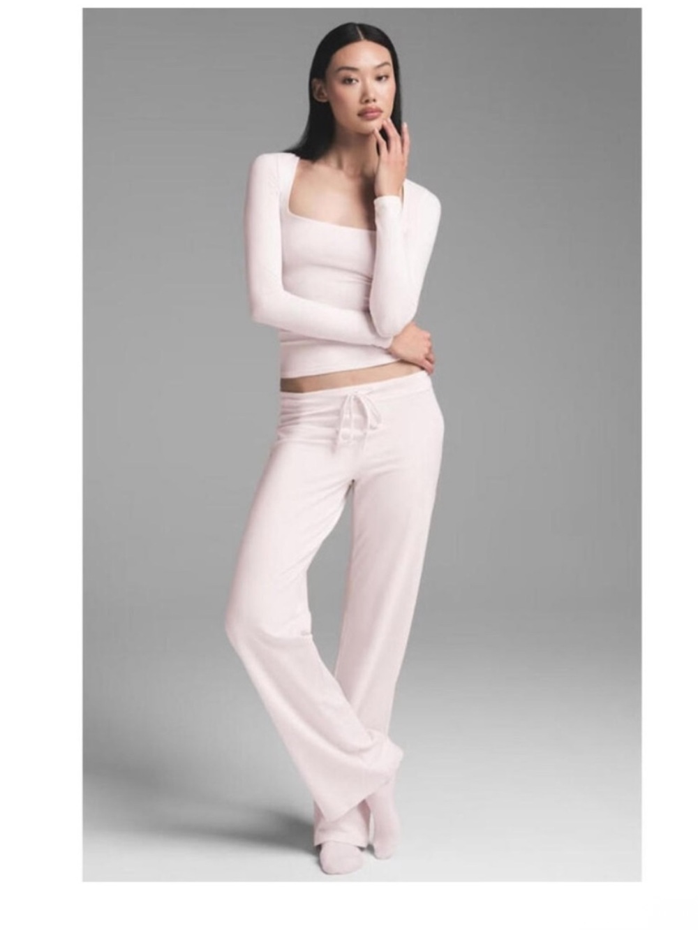 NWT Skims Cotton Jersey Straight Leg Pants Barely Pink Sz XXS